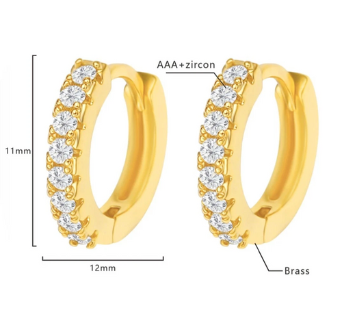 Gold Crystal Hoop Earrings – Rhinestone Huggie Earrings