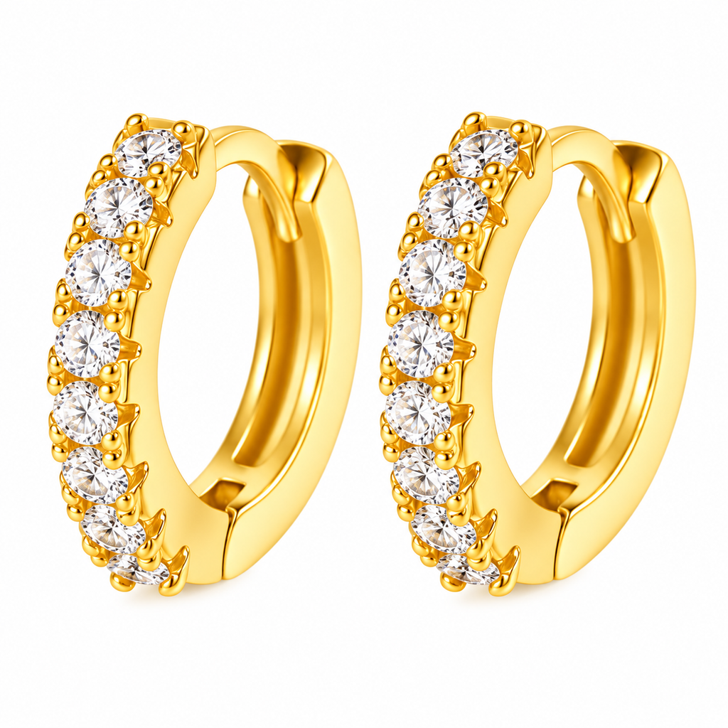 Gold Crystal Hoop Earrings – Rhinestone Huggie Earrings