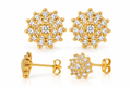 OONACO Silver Tone Sparkle Flower Stud Earrings – Crystal Cluster