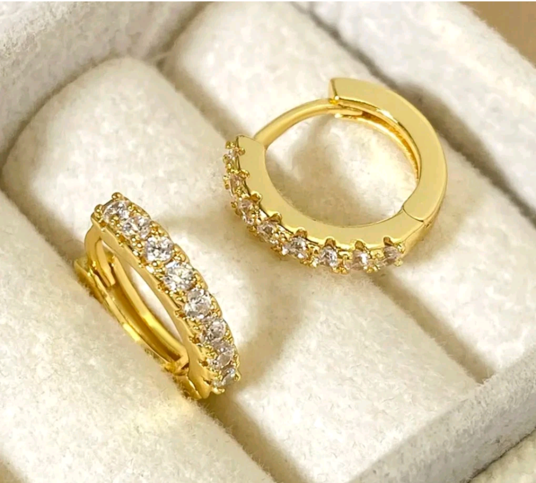 Gold Crystal Hoop Earrings – Rhinestone Huggie Earrings