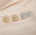 OONACO Silver Tone Sparkle Flower Stud Earrings – Crystal Cluster