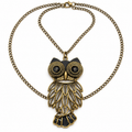 Vintage Gold-Tone Owl Pendant Necklace – Black Enamel Statement Jewellery